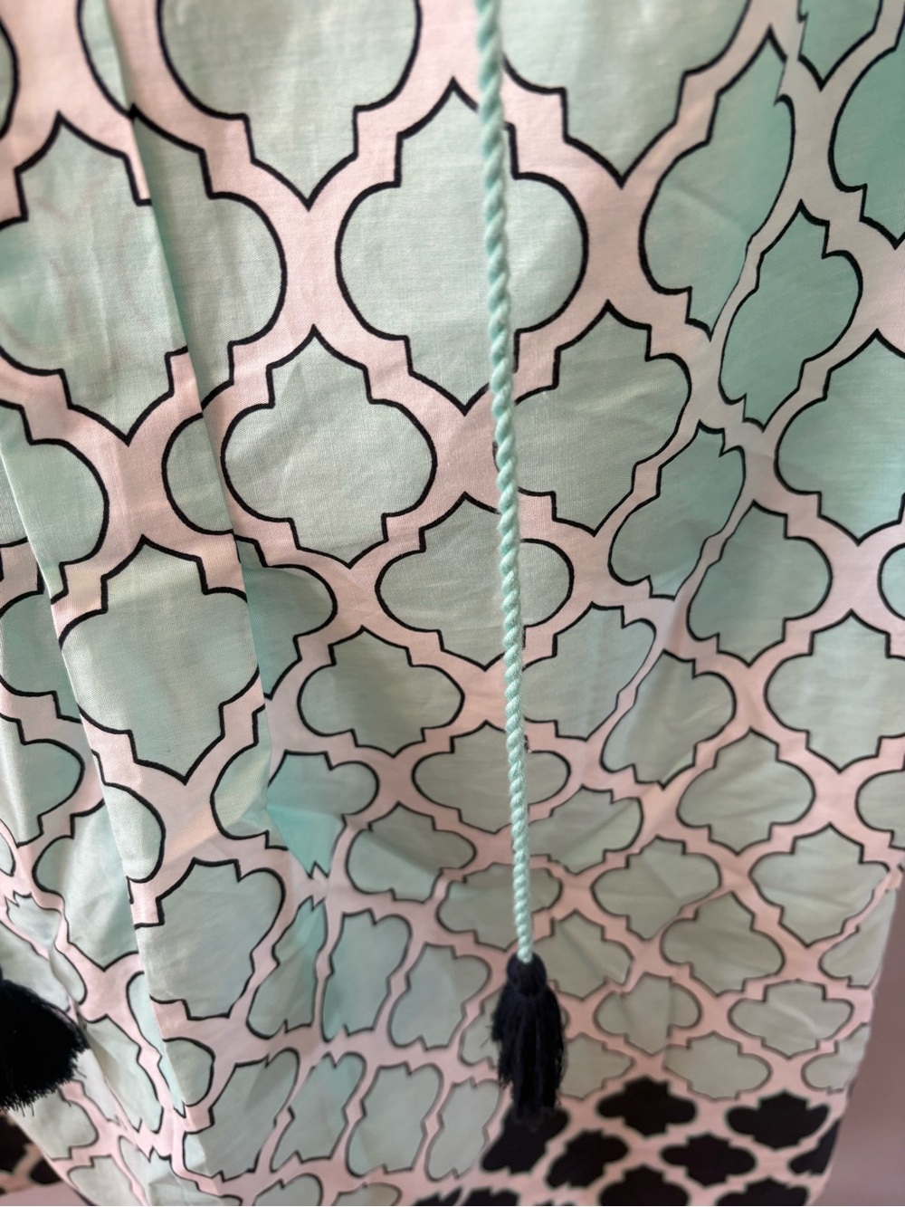 Crown & Ivy Mint and Black Geometric Tassel Dress or Beach Cover Up - Picture 4 of 7